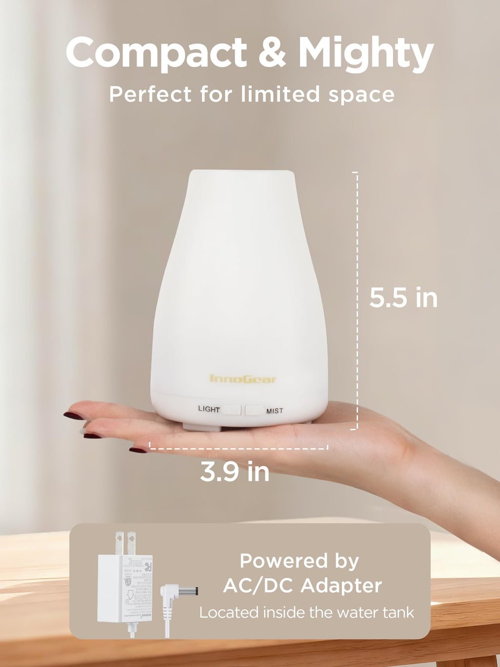 InnoGear Essential Oil Diffuser - Ultrasonic Humidifier with 7-Color LED & Auto Off