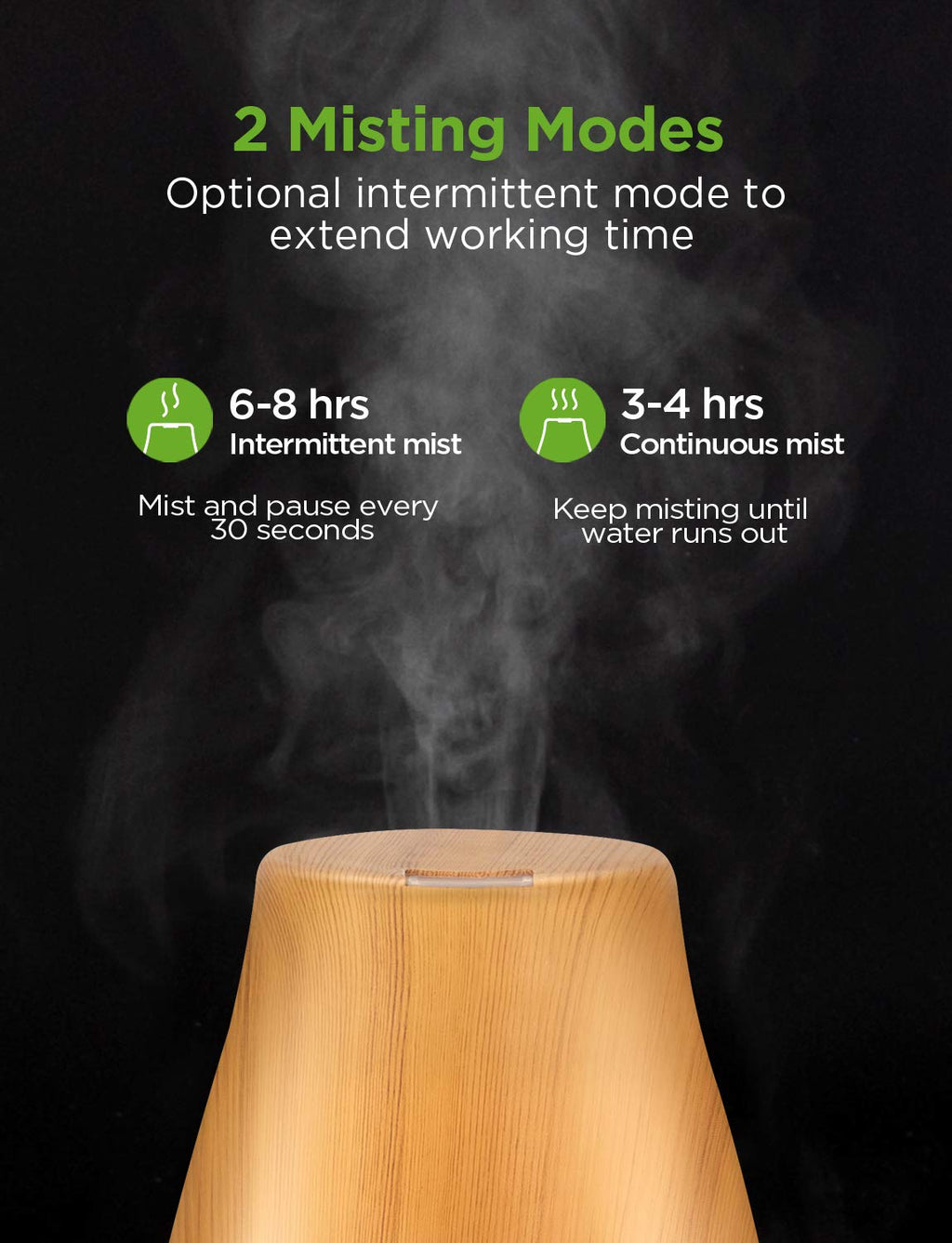 InnoGear Essential Oil Diffuser – Ultrasonic Humidifier, 7-Color LED, 2 Mist Modes, Auto Off, Yellow