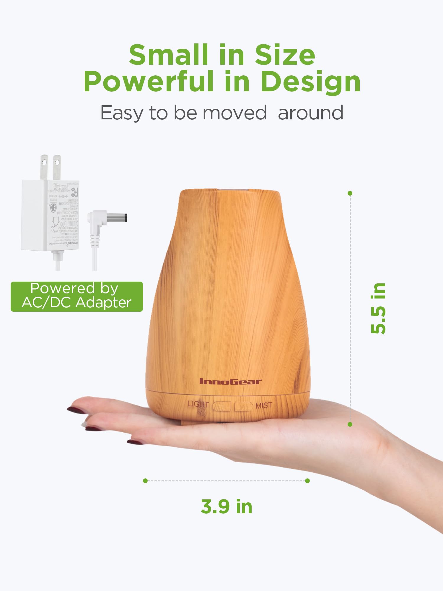 InnoGear Essential Oil Diffuser – Ultrasonic Humidifier, 7-Color LED, 2 Mist Modes, Auto Off, Yellow