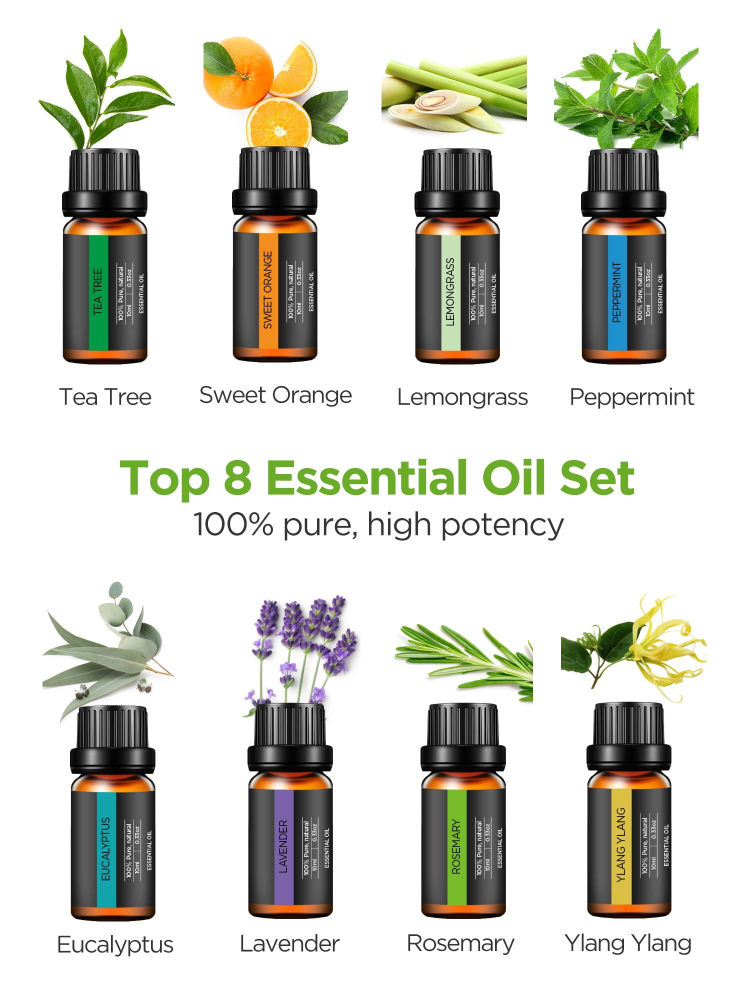 InnoGear Aromatherapy Diffuser & 8 Essential Oils Set – 300ml Ultrasonic 5-in-1 Diffuser, Yellow