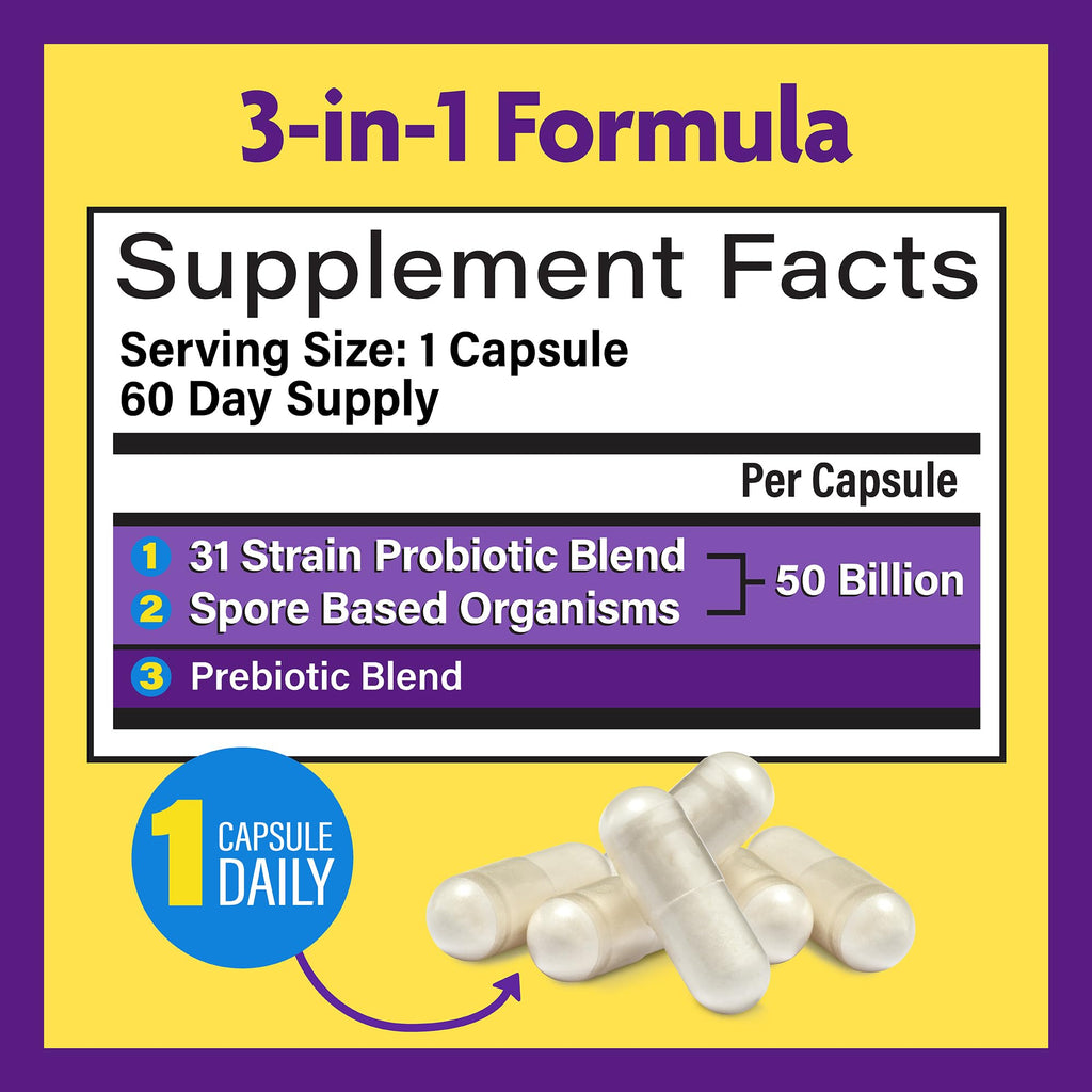InnovixLabs Probiotics - 50B CFU, 60 Capsules | Gut Health