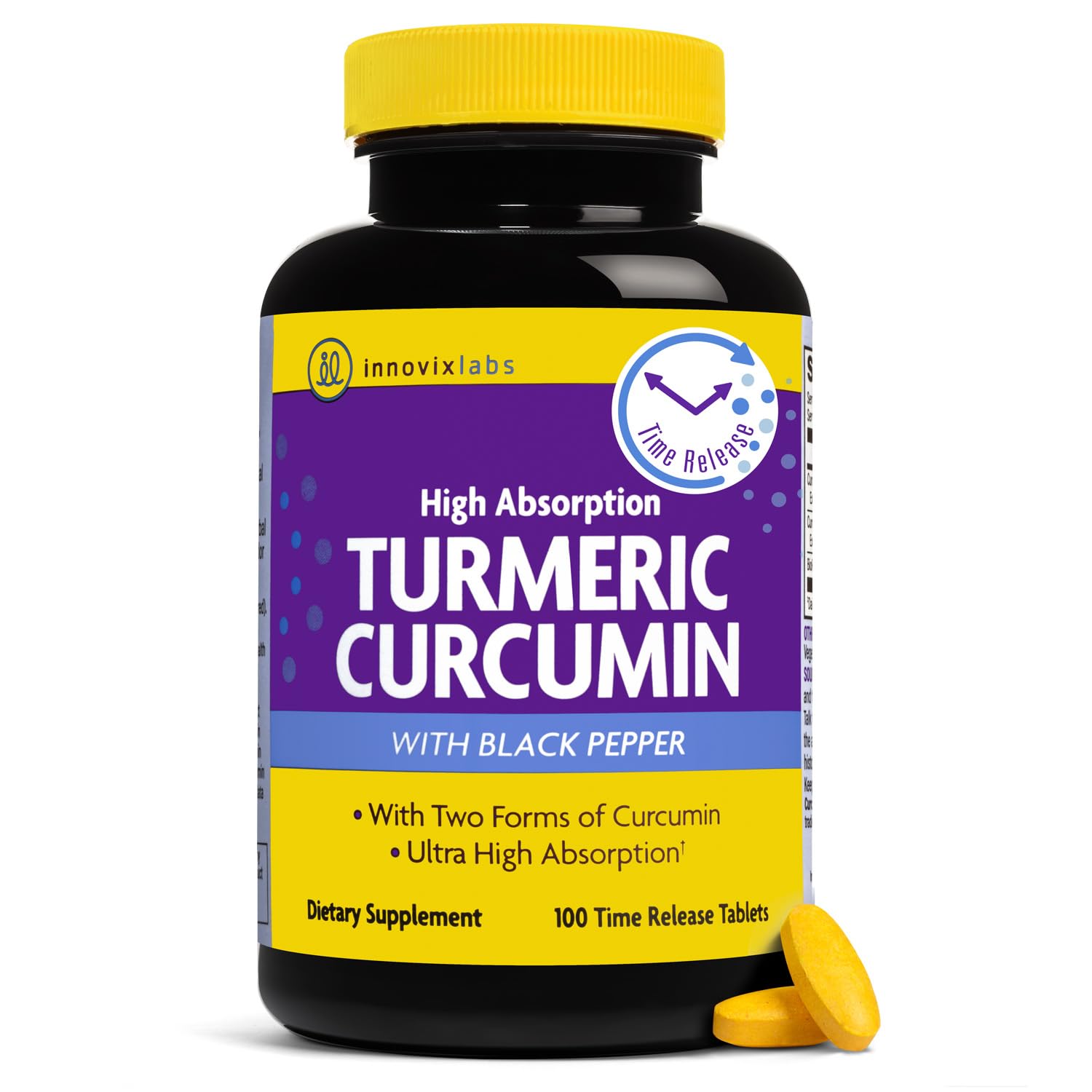 InnovixLabs Turmeric Curcumin with Black Pepper - Time-Release Tablets