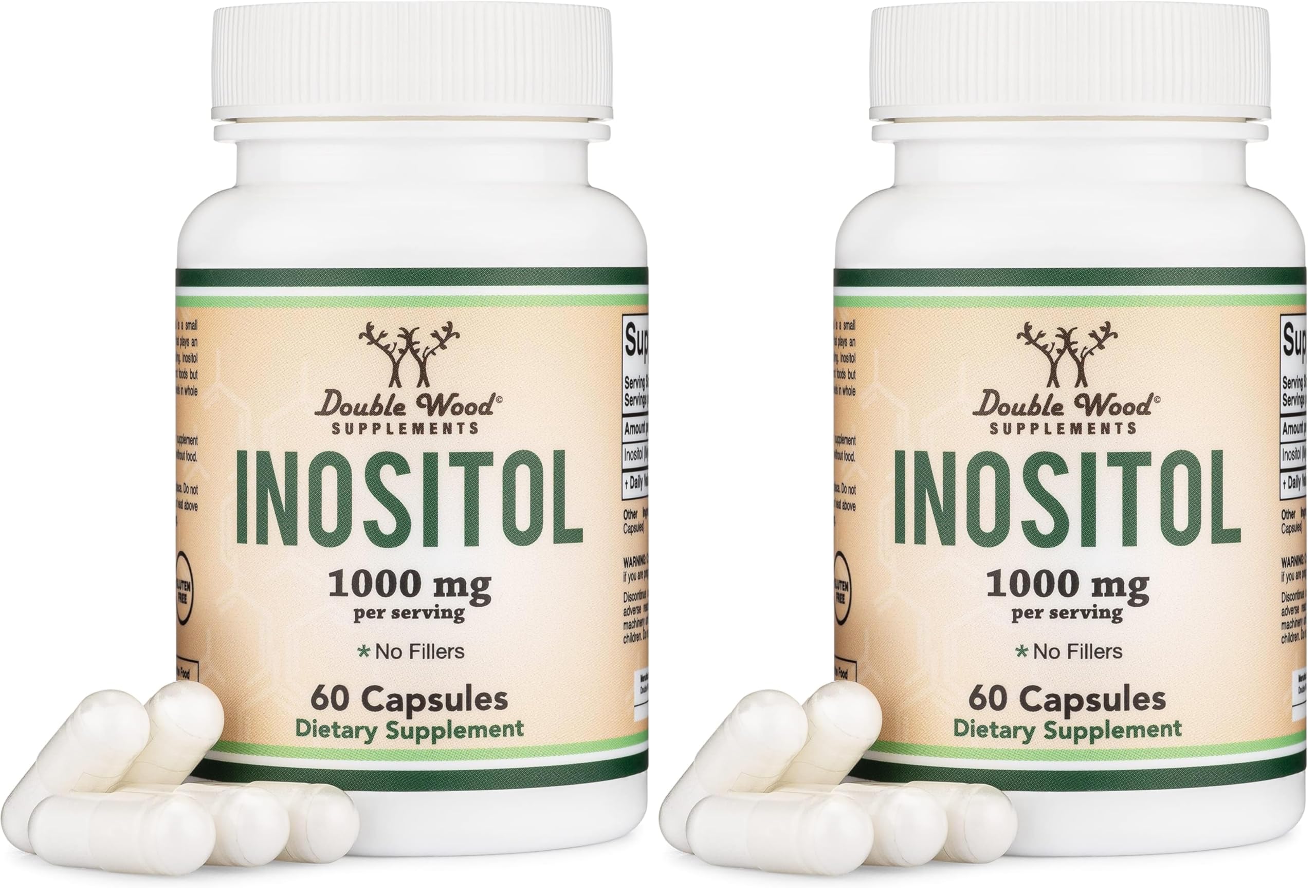 Inositol 1000mg Capsules (Myo-Inositol) for Women's Health – Double Wood, Pack of 2