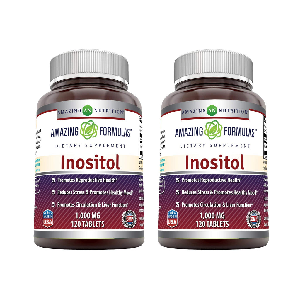 Amazing Formulas Inositol 1000mg - 2 Pack | 120 Tablets | Non-GMO, Gluten-Free | Made in USA