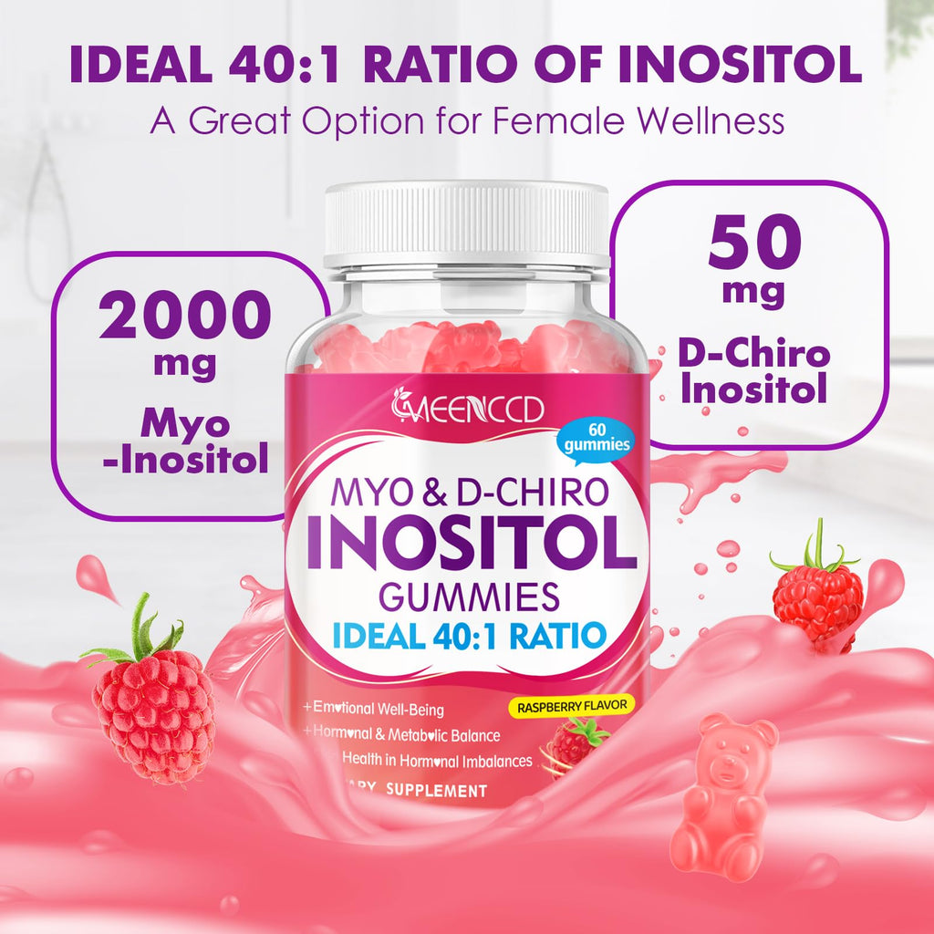 Myo-Inositol & D-Chiro Inositol Gummies 40:1 – Women’s Health, Raspberry, 60 Count