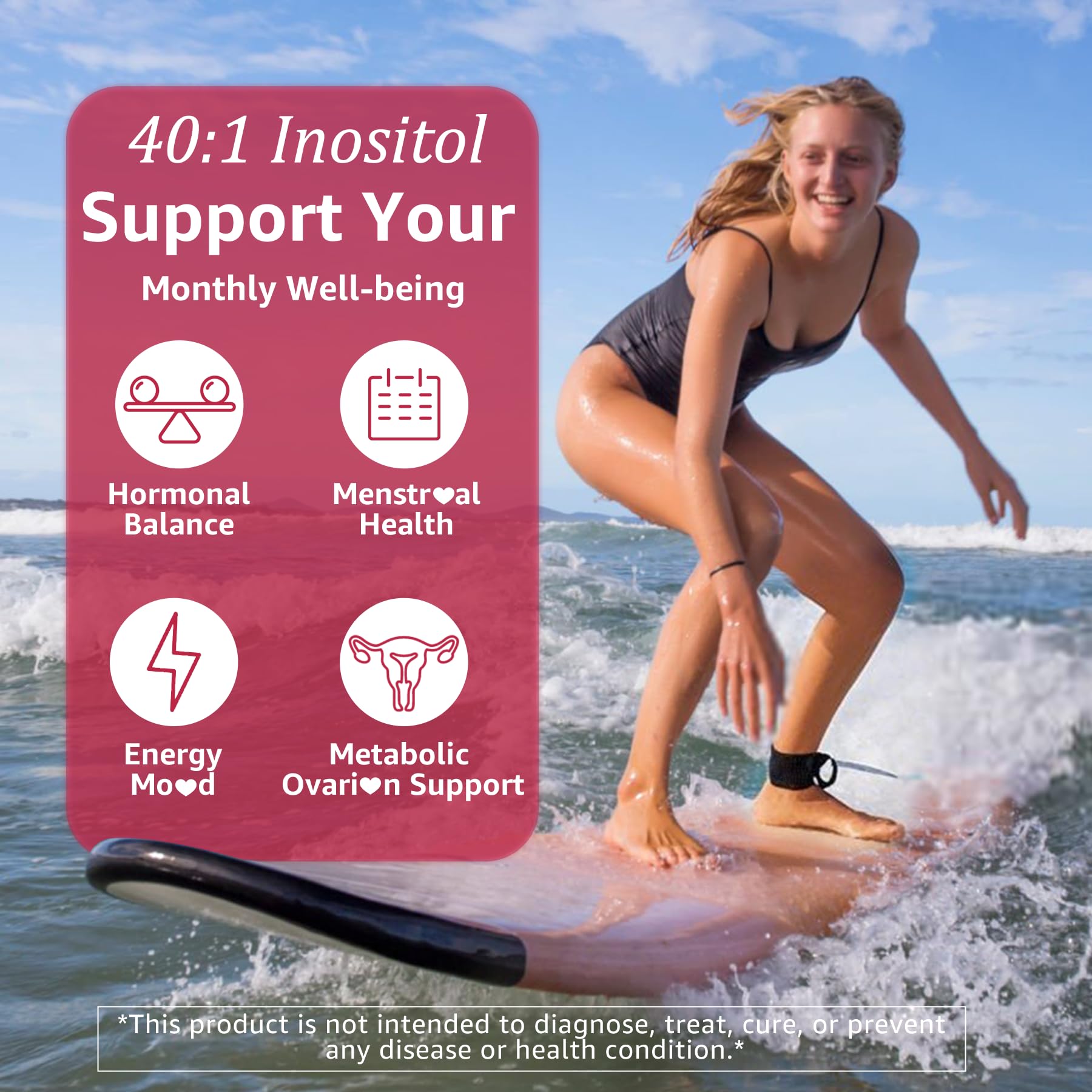 Myo-Inositol & D-Chiro Inositol Gummies 40:1 with Evening Primrose Oil for Women – Hormonal Balance, Regular Cycles, Ovarian Health, Vegan (60ct)
