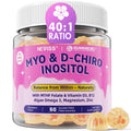 Myo-Inositol & D-Chiro Inositol Gummies for Hormone Balance – Sugar Free, 40:1 Ratio, Vegan, Ovarian Health (60 Cts)
