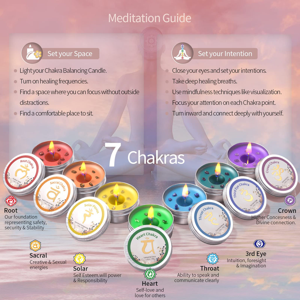 Inspireyes Chakra Candles Set of 7 – Meditation & Healing Scented Candles