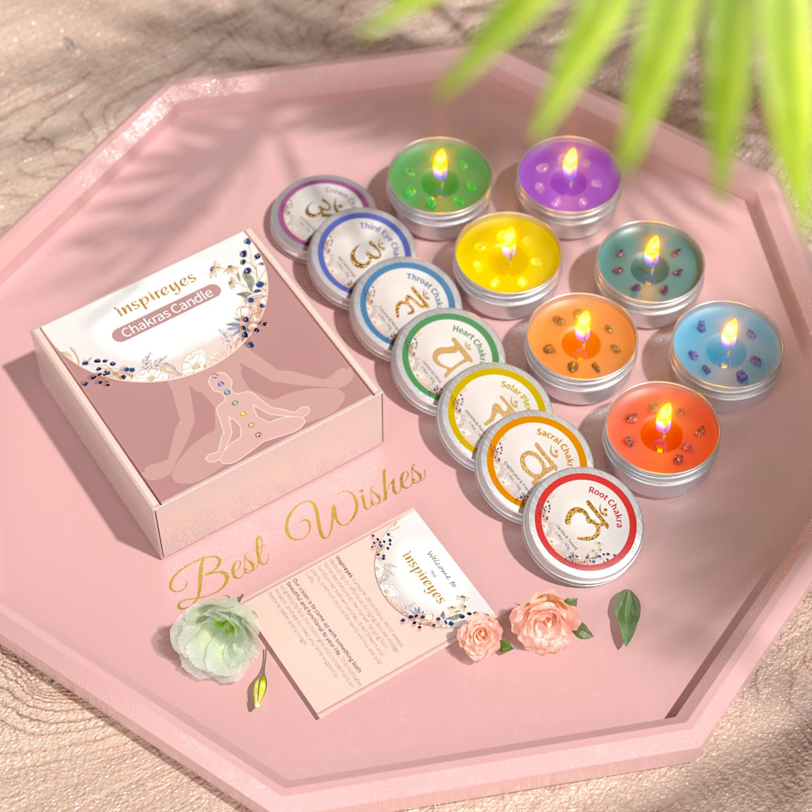 Inspireyes Chakra Candles Set of 7 – Meditation & Healing Scented Candles