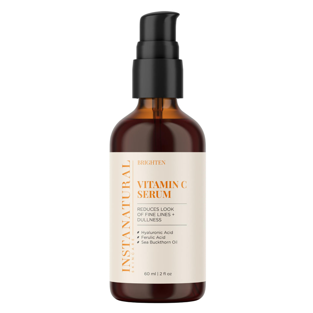 InstaNatural Vitamin C Serum with Hyaluronic Acid & Ferulic Acid — Brightening & Hydrating Formula | 2 FL Oz