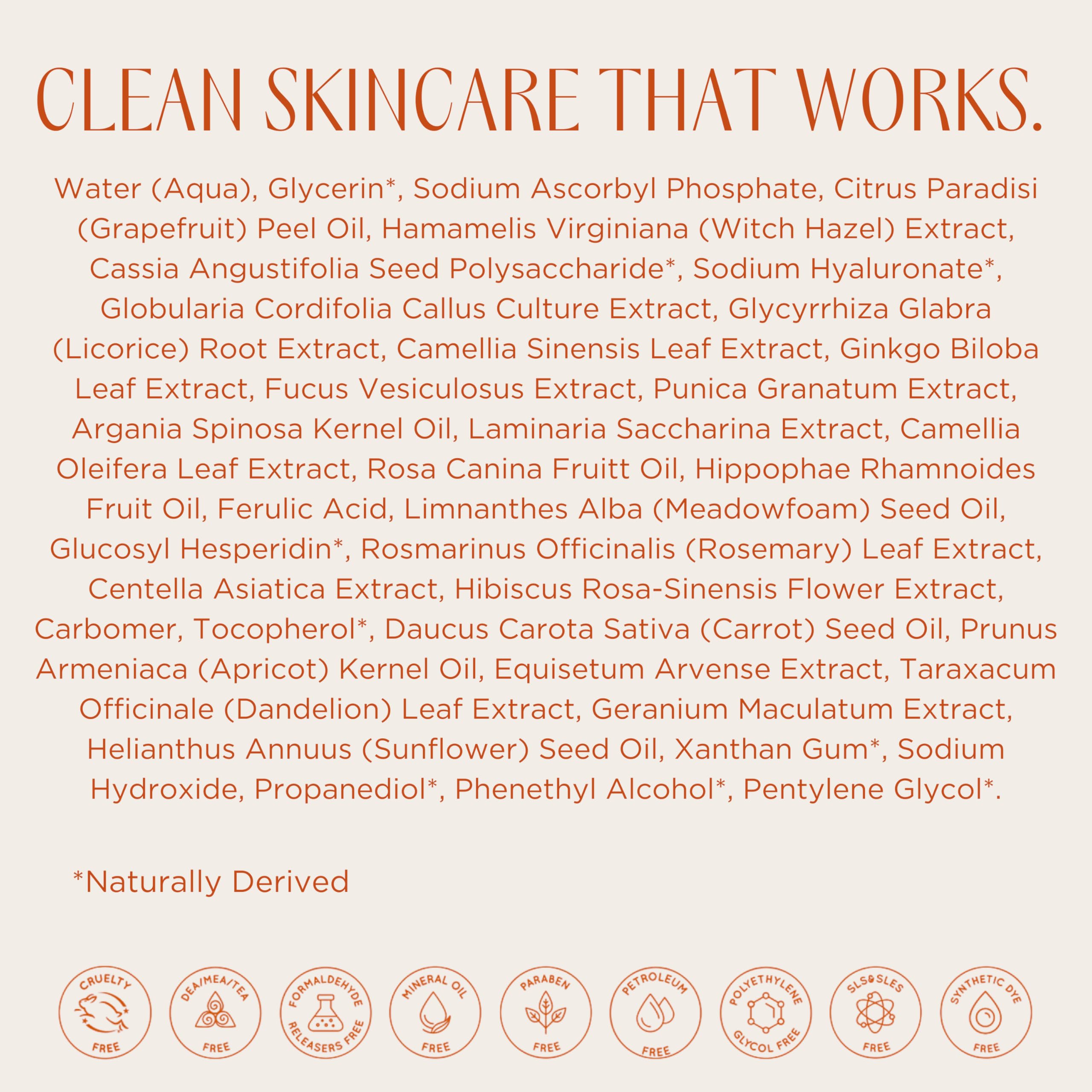 InstaNatural Vitamin C Serum with Hyaluronic Acid & Ferulic Acid — Brightening & Hydrating Formula | 2 FL Oz
