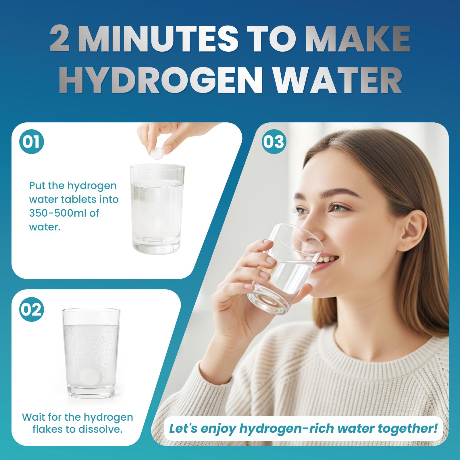 Hydrogen Water Tablets H2 Molecular 120 | Magnesium for Brain Health