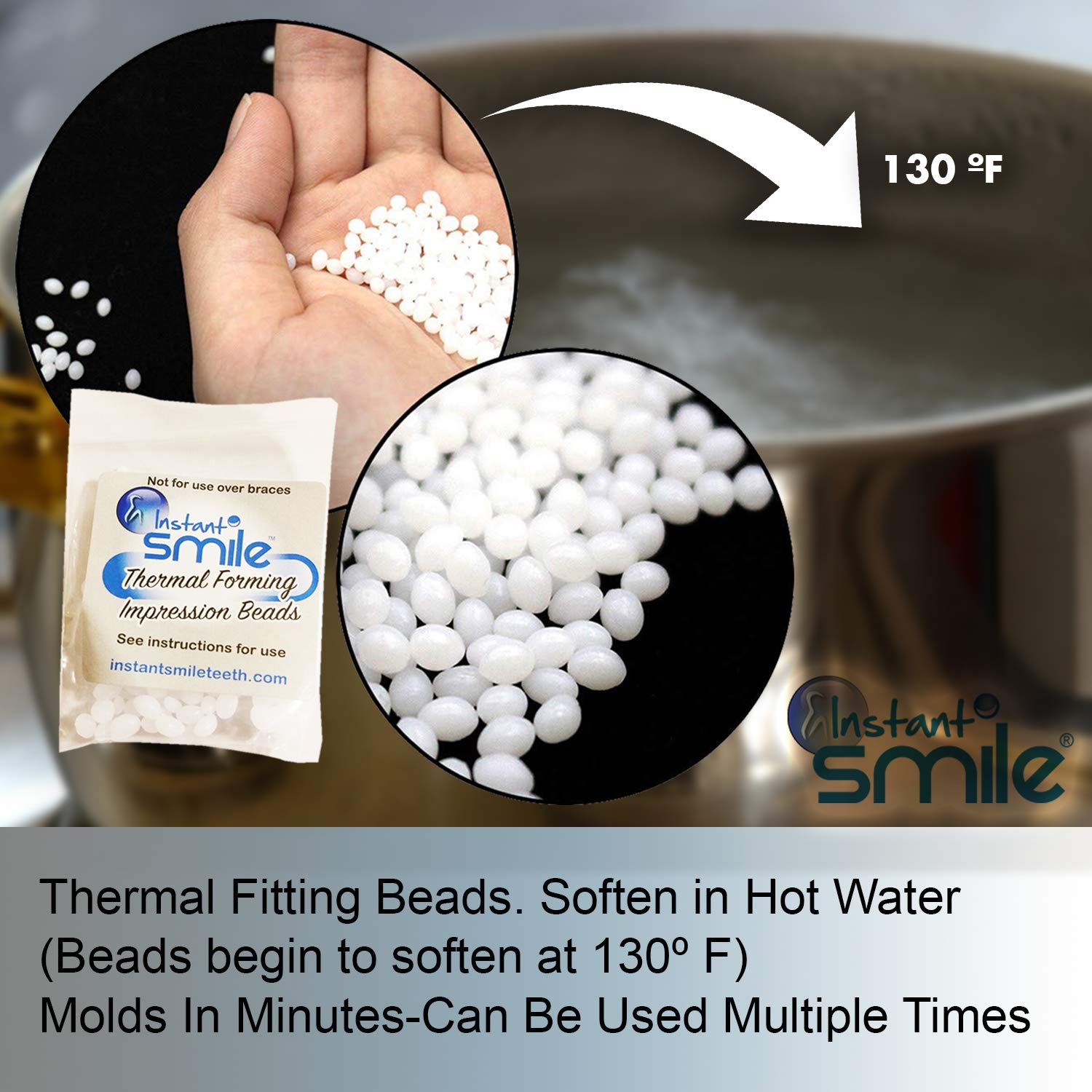 8-Pack Instant Smile Billy Bob Replacement Thermal Fitting Beads for Fake Teeth