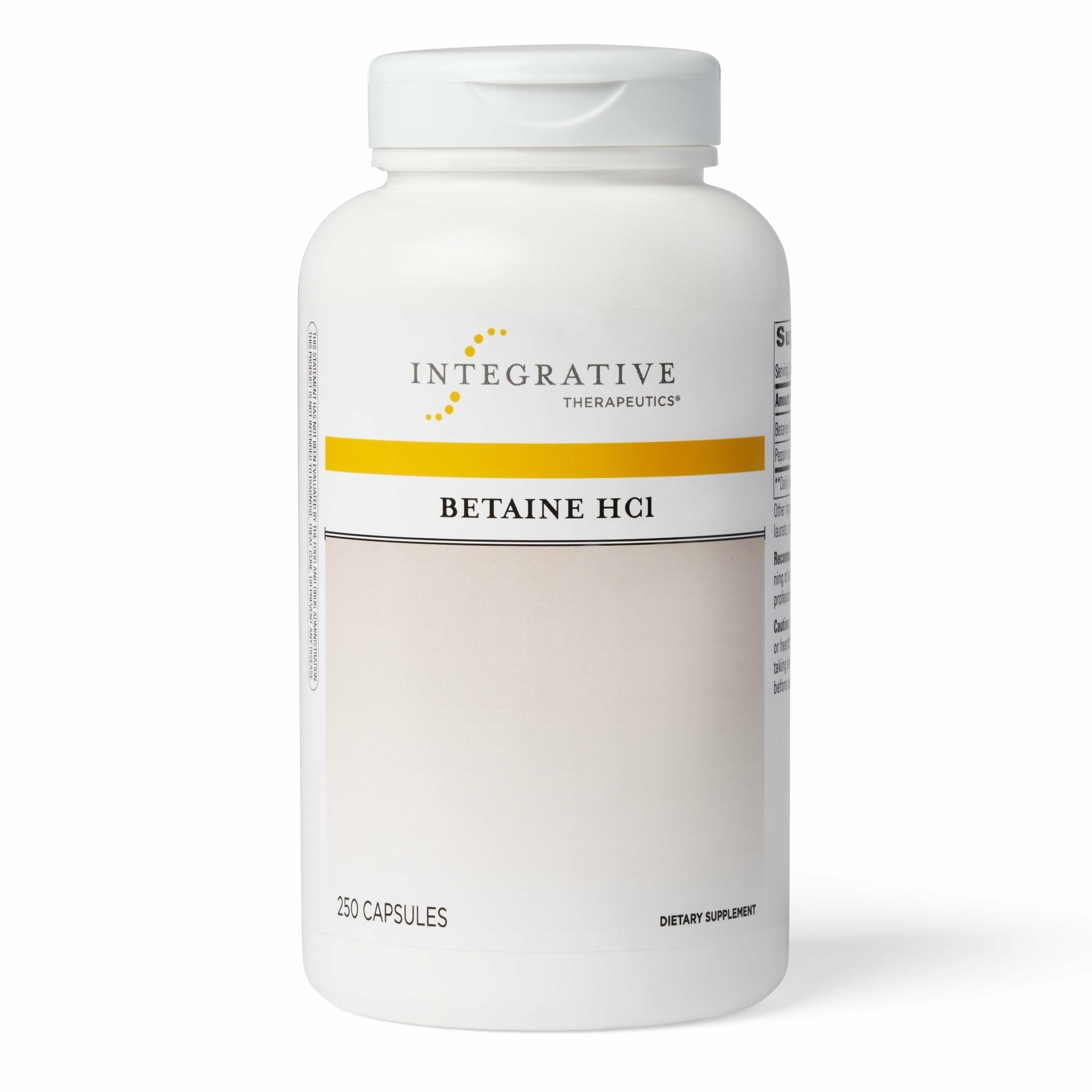 Integrative Therapeutics Betaine HCl – Digestive Support, Dairy-Free, 250 Capsules