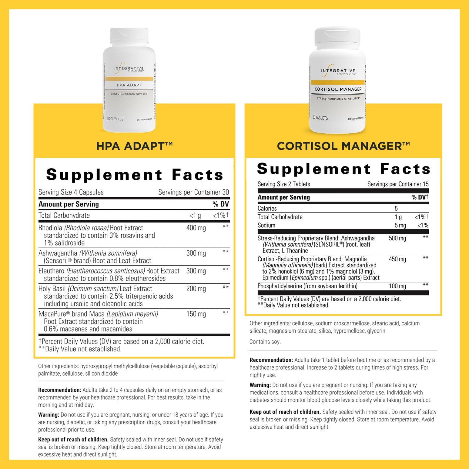 Integrative Therapeutics Cortisol Manager & HPA Adapt – Stress Support Bundle