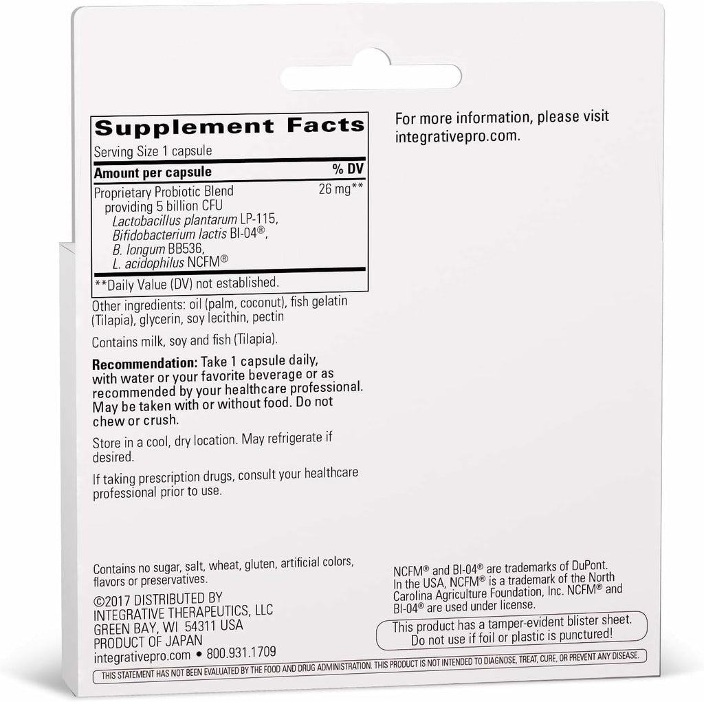 Integrative Therapeutics Probiotic Pearls Advantage – Gut Health Probiotic, 60 Capsules