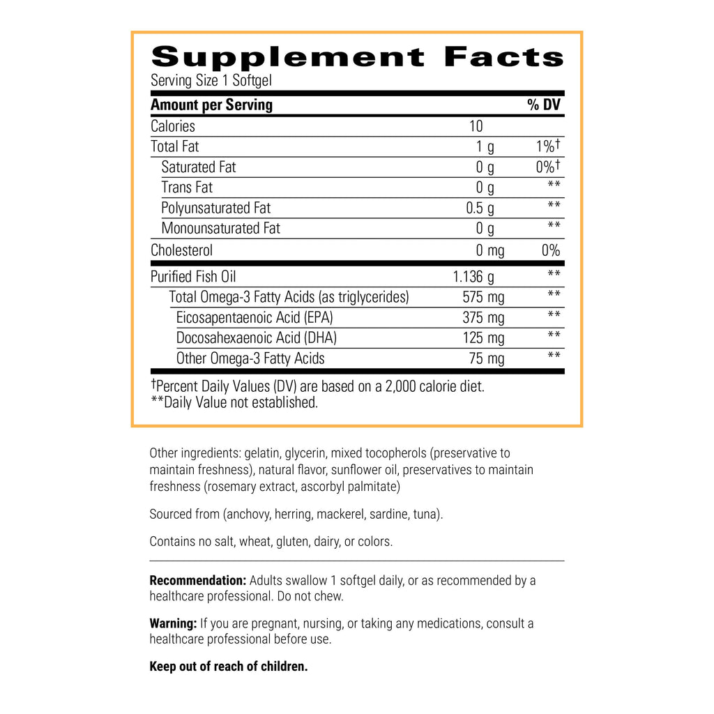 Integrative Therapeutics Pure Omega HP – Burpless Fish Oil for Heart Health, 120 Softgels
