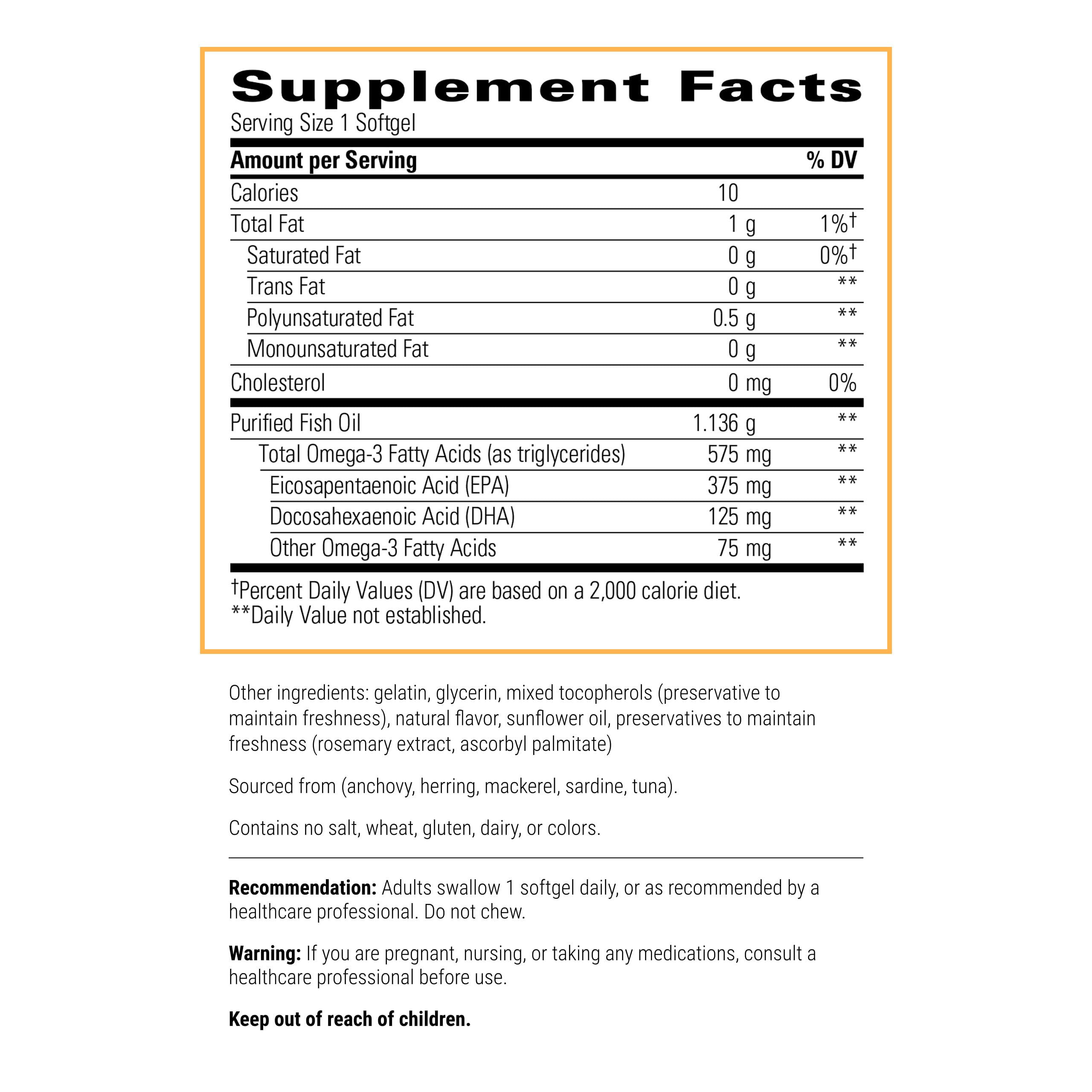 Integrative Therapeutics Pure Omega HP – Burpless Fish Oil for Heart Health, 120 Softgels