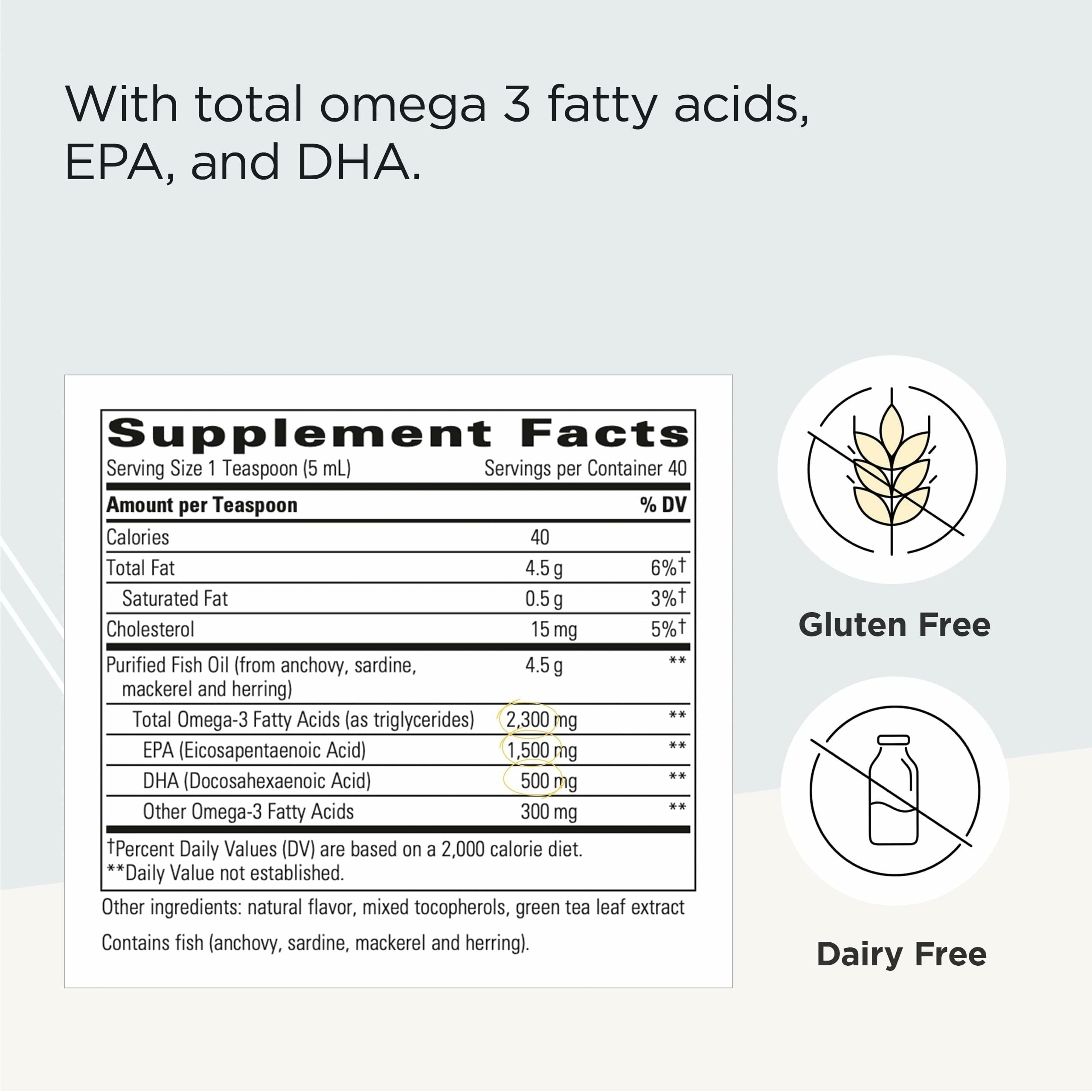 Integrative Therapeutics Pure Omega Liquid Lemon | 6.8 oz, 40 Servings - Heart Health