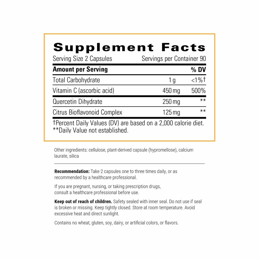 Integrative Therapeutics Vitamin C with Quercetin - Immune Support, Antioxidant Activity - Vegan, Gluten-Free & Dairy-Free - 180 Capsules
