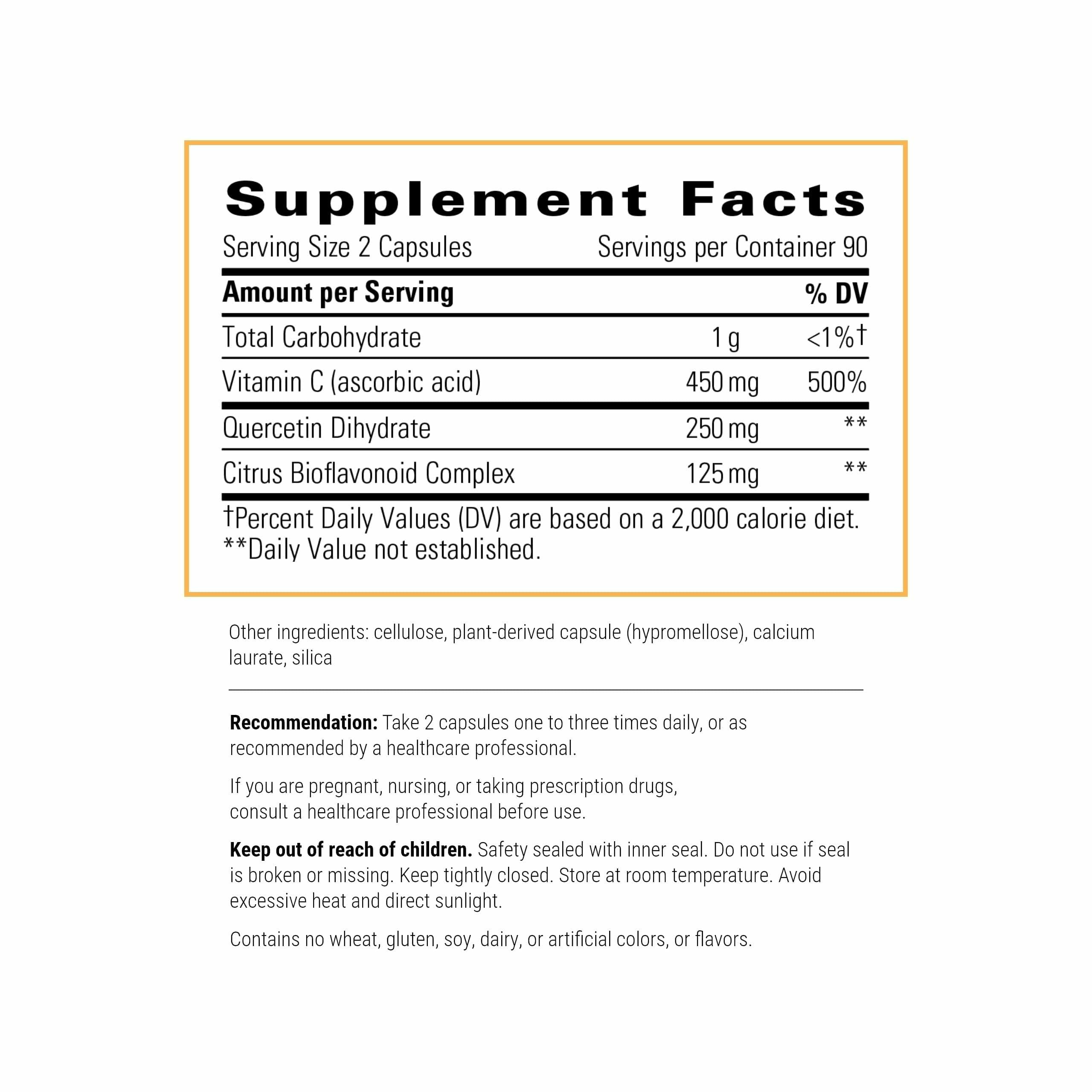 Integrative Therapeutics Vitamin C with Quercetin - Immune Support, Antioxidant Activity - Vegan, Gluten-Free & Dairy-Free - 180 Capsules