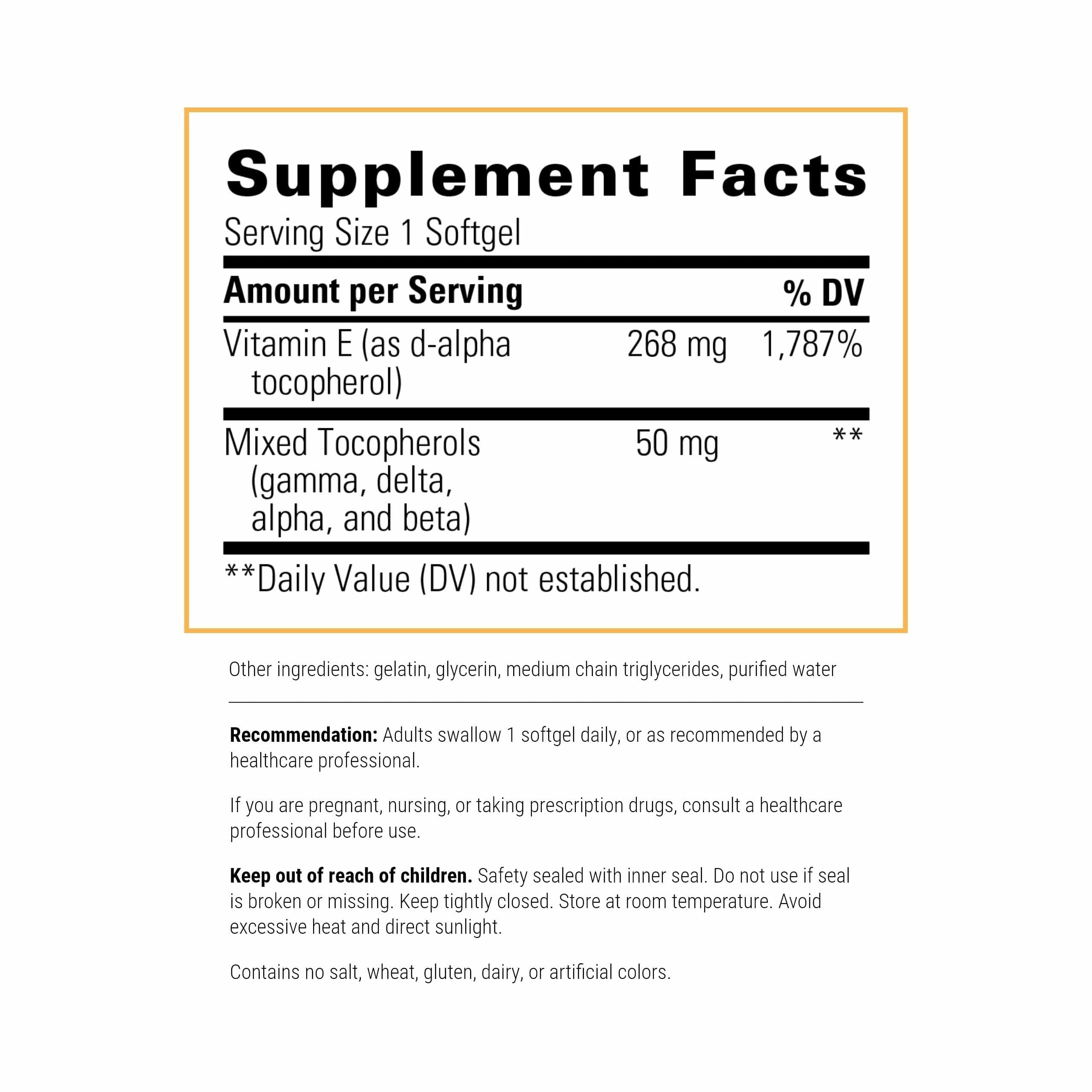 Integrative Therapeutics Vitamin E - Antioxidant & Heart Health Support - Dairy-Free & Gluten-Free - 60 Softgels