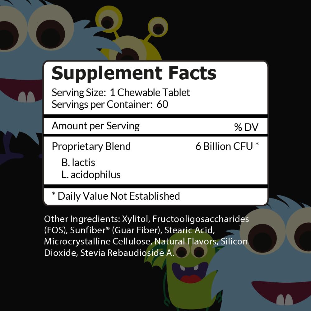 Intelligent Labs 6B CFU Kids Probiotic with Prebiotics – Sunfiber & FOS – 60-Day Chewable