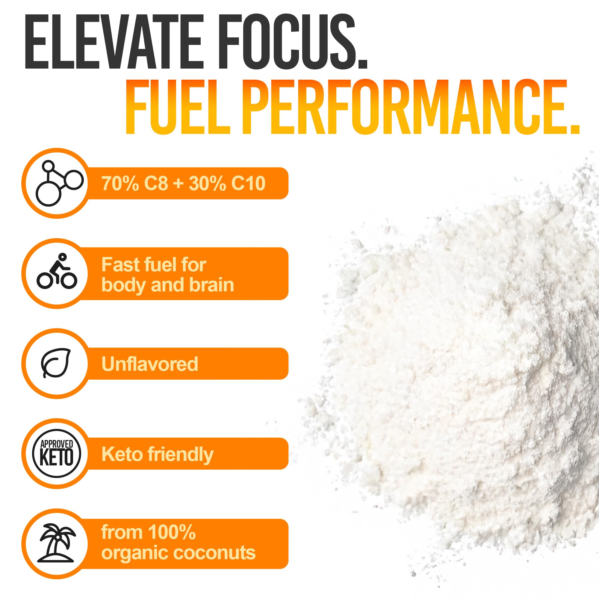 Intentionally Bare Keto MCT Oil Powder – 70% C8 / 30% C10 from Coconut Oil | Unflavored
