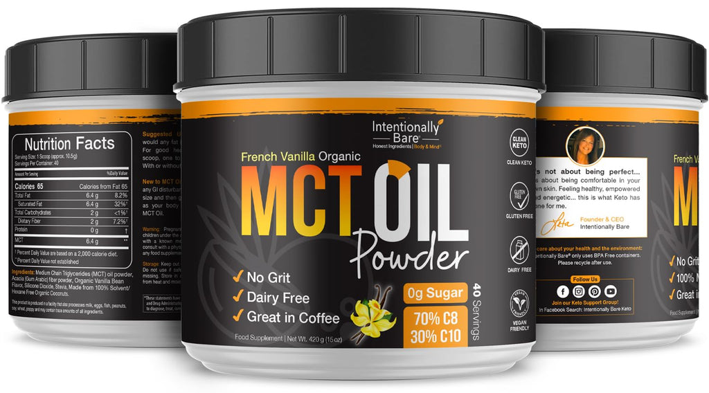 Intentionally Bare MCT Oil Powder French Vanilla Coffee Creamer – C8/C10 Keto Energy, 40 Servings