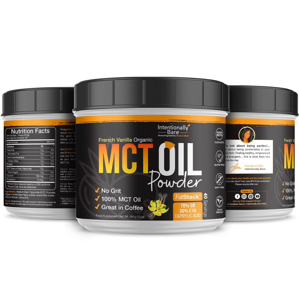 Intentionally Bare MCT Oil Powder French Vanilla Coffee Creamer – C8/C10 Keto Energy, 40 Servings