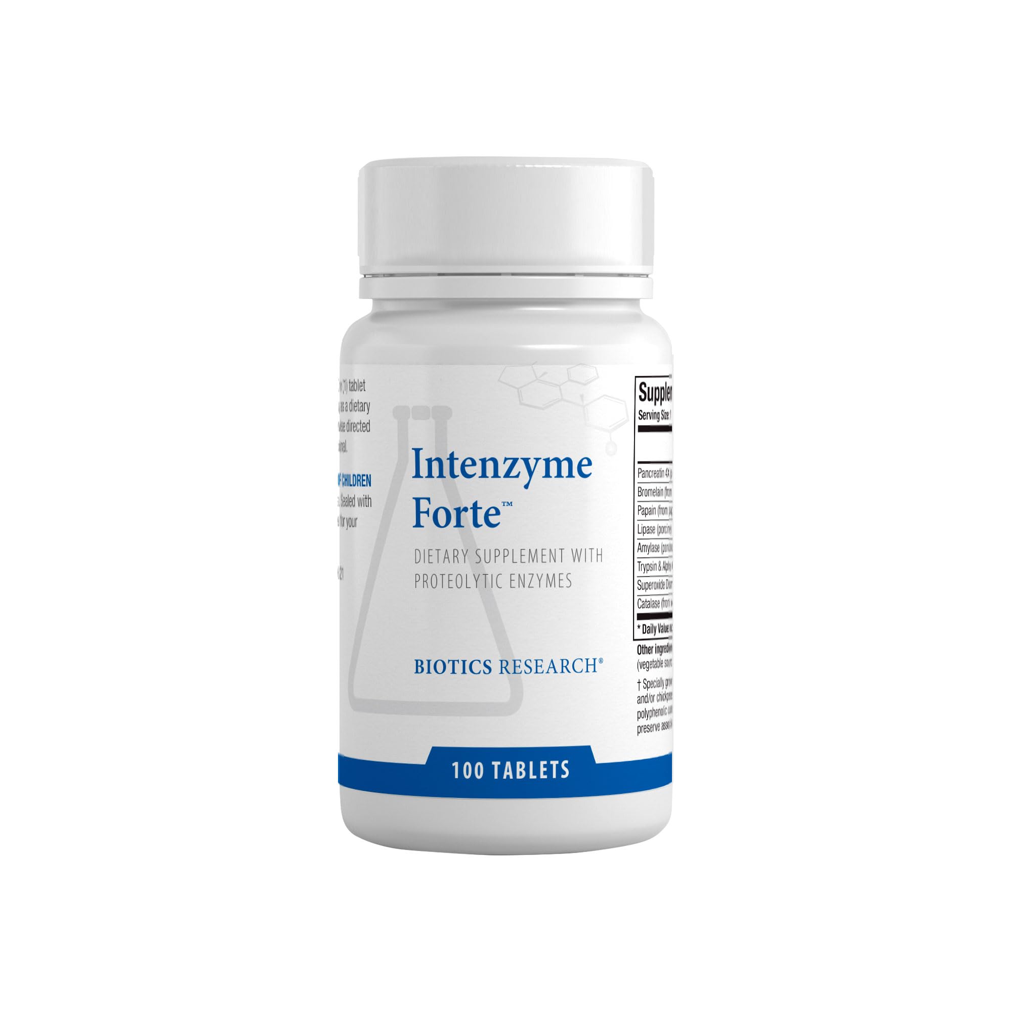 Intenzyme Forte Proteolytic Pancreatic Enzymes - Supports Protein Digestion | 100 Tablets | Biotics Research