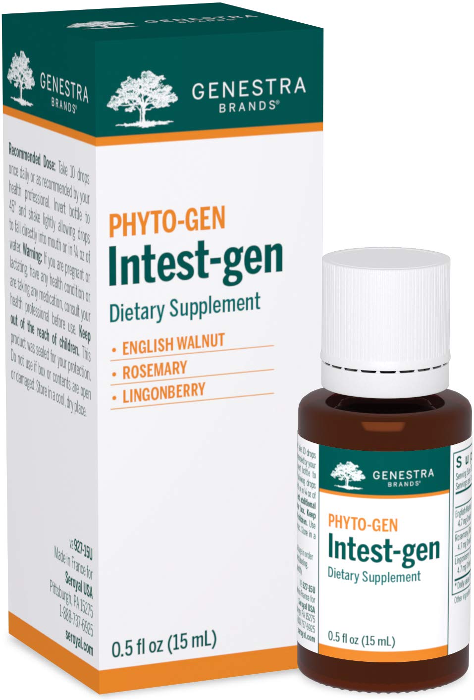 Genestra Brands Intest-gen | English Walnut, Rosemary & Lingonberry Herbal Supplement | 0.5 fl. oz.