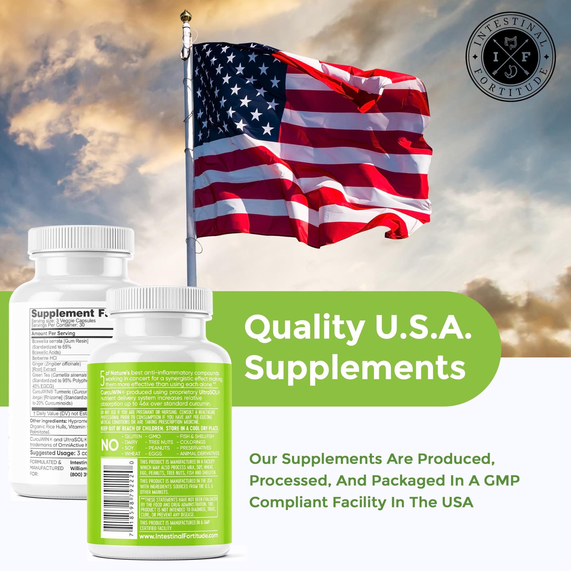 Intestinal Fortitude AI-5 Digestive Capsule with CurcuWIN, Turmeric & Ginger – Gut Support (Non-GMO, Dairy Free)