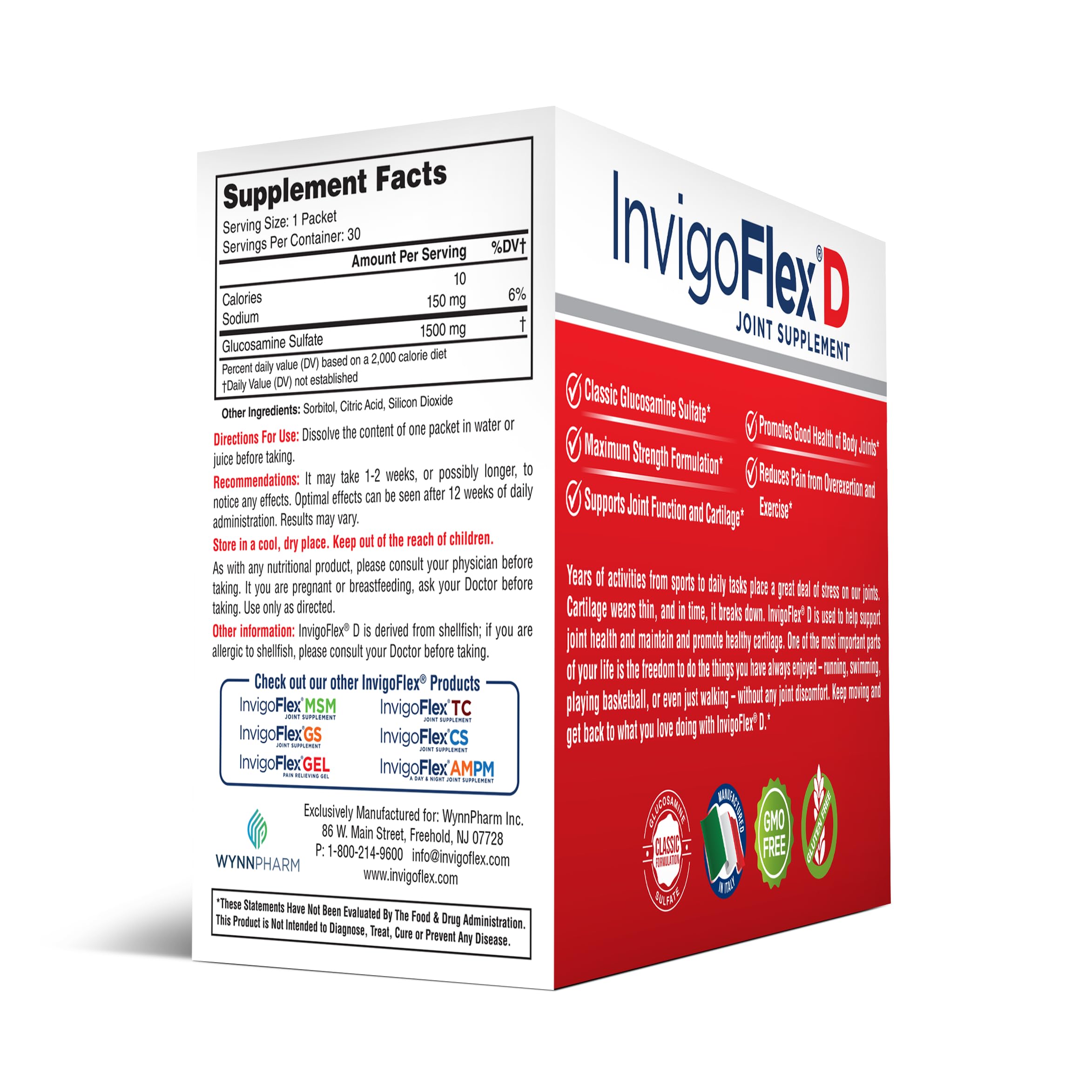 INVIGOFLEX 1500mg Glucosamine Sulfate - Premium Joint Support (60 Packets)