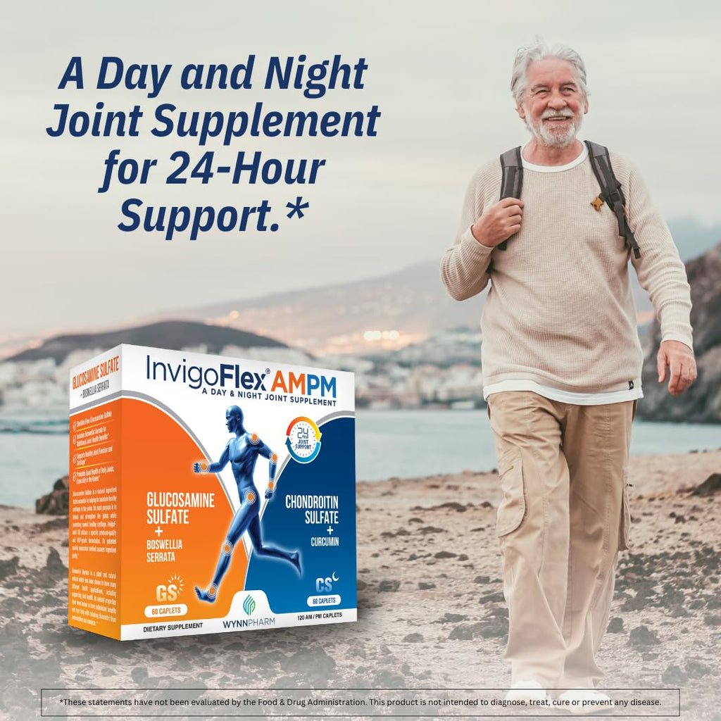 INVIGOFLEX AMPM – Glucosamine & Chondroitin, Turmeric Curcumin, Boswellia | 24-Hour Joint Support