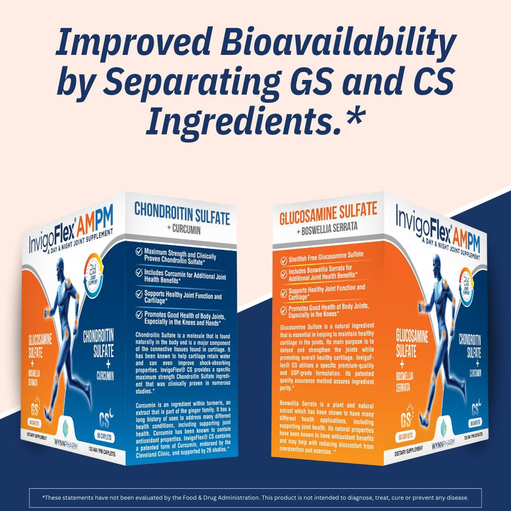 INVIGOFLEX AMPM – Glucosamine & Chondroitin, Turmeric Curcumin, Boswellia | 24-Hour Joint Support