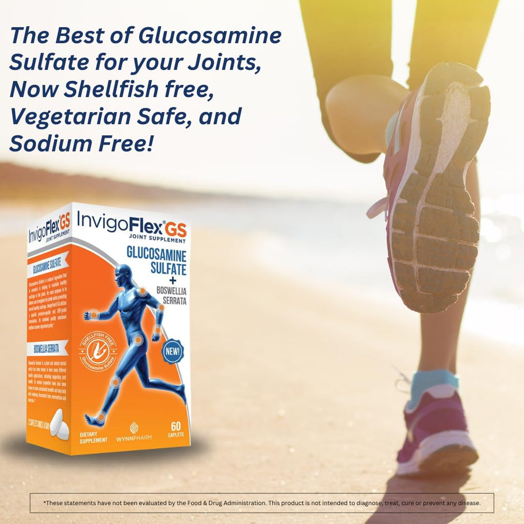 INVIGOFLEX Glucosamine Sulfate with Boswellia Serrata | Shellfish Free, Vegetarian Safe, Gluten Free - 3 Pack