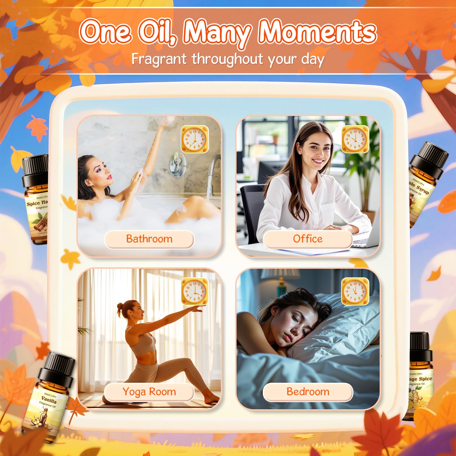 INWICOPH Autumn Fragrance Oils Set | 6x10ml Fall Scents for Diffuser & Candle Making