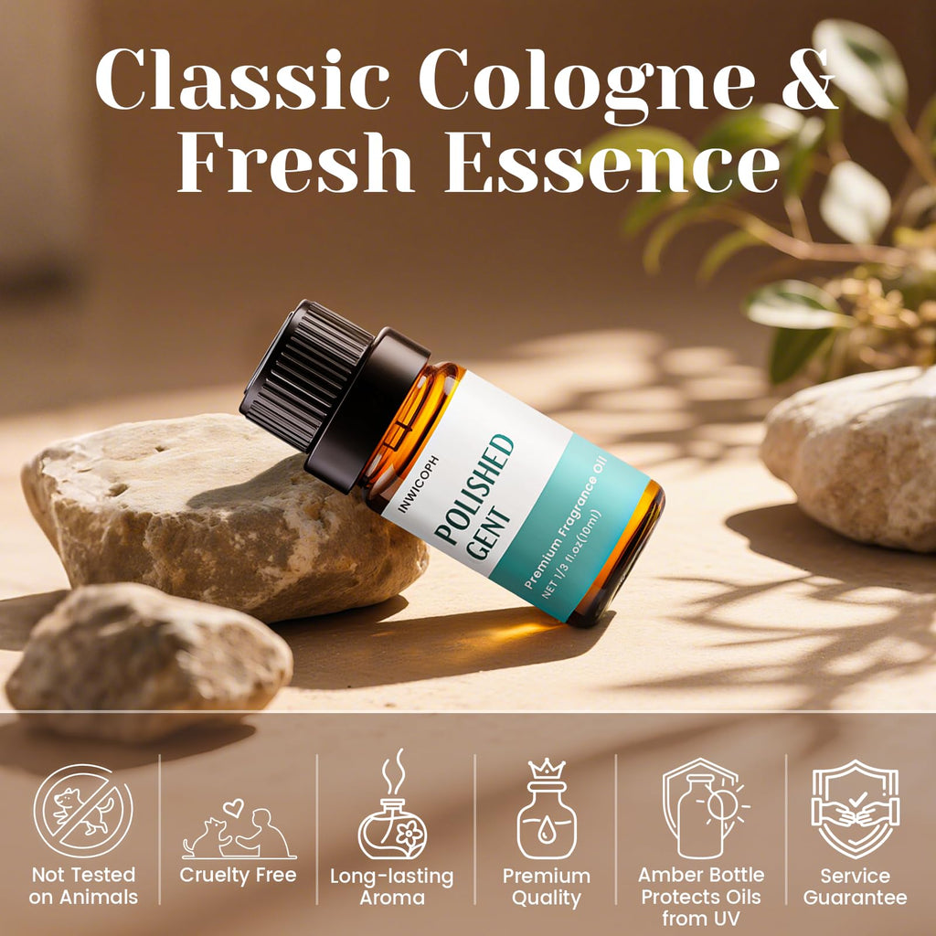 INWICOPH Fragrance Oils for Men - 6x10ml Cologne & Aromatherapy Set | Luxe Empire, Polished Gent, Bayberry Breeze