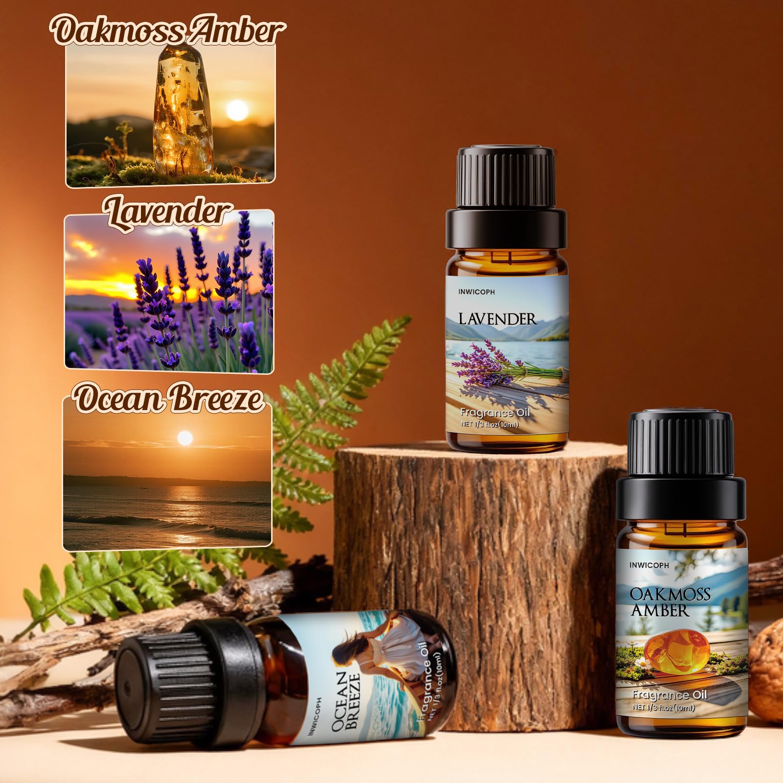 INWICOPH Tranquil Fragrance Oil Set | Nautal Tranquil Essential Oils for Diffuser, Candle & Soap Making