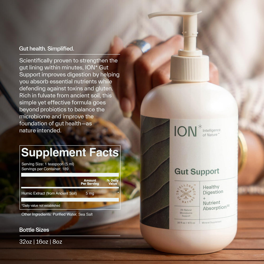 ION* Intelligence of Nature Gut Support Liquid – Digestive Health Drops with Humic Extract, 32 fl oz (Pack of 1)