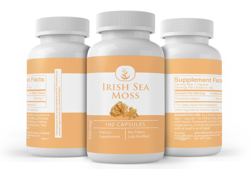Irish Sea Moss (100 Capsules) - Pure Original, No Additives, Lab Verified