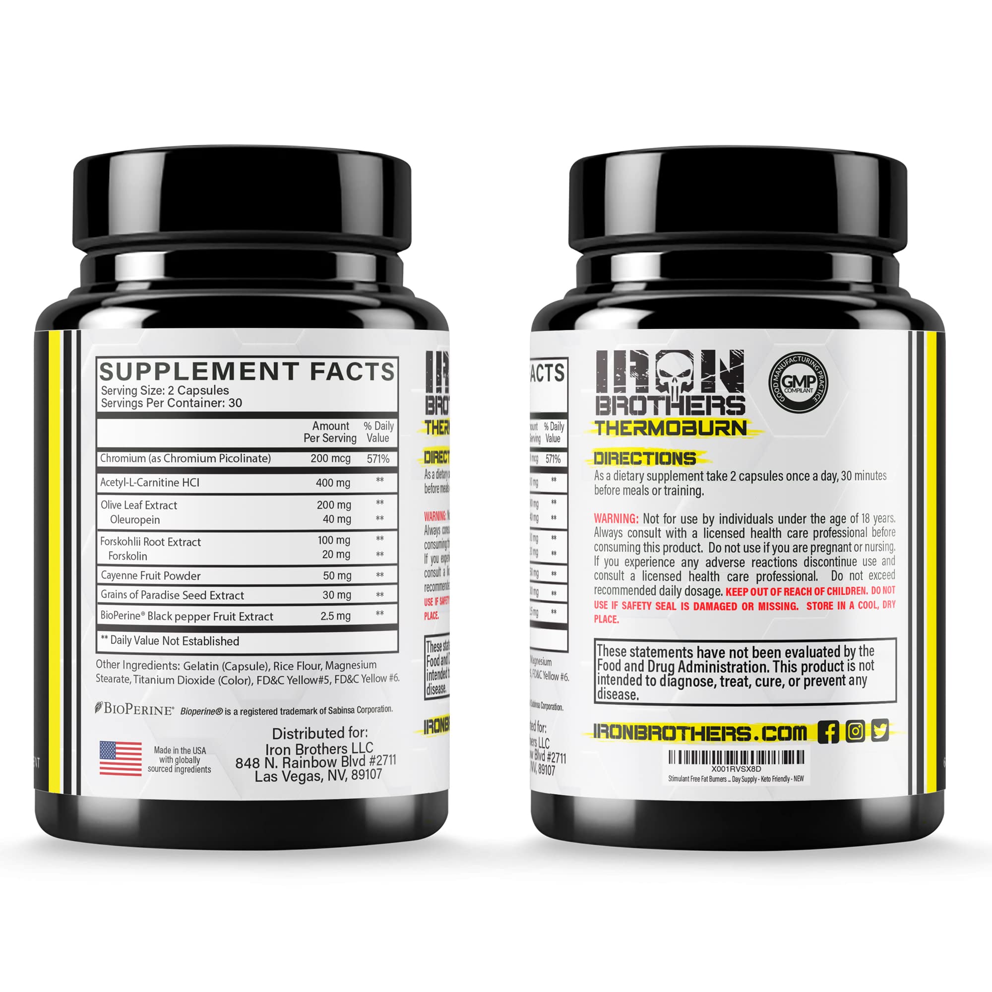 Iron Brothers Stimulant Free Fat Burner - Non-Stim Thermogenic Fat Burner (30 Day Supply)