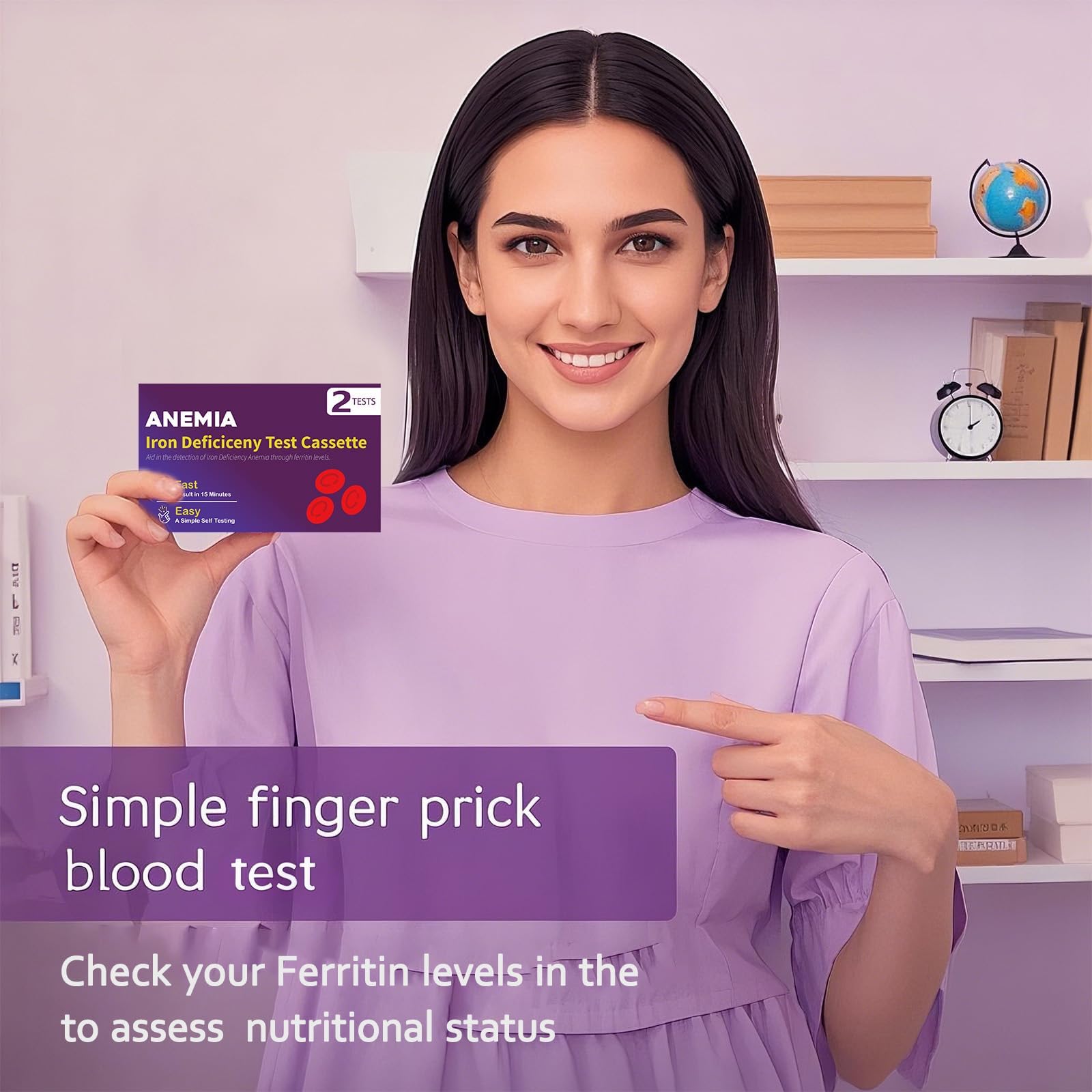 Iron Deficiency Test Kit – Ferritin Home Test (2 Tests, 15 Minutes)