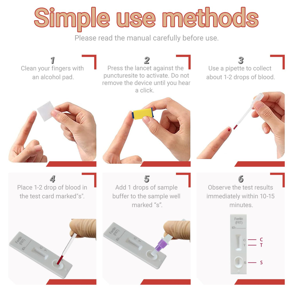 Iron Deficiency Test Kit for Home Use | 1 Pack – 5-Minute Ferritin Test, 99.5% Accurate