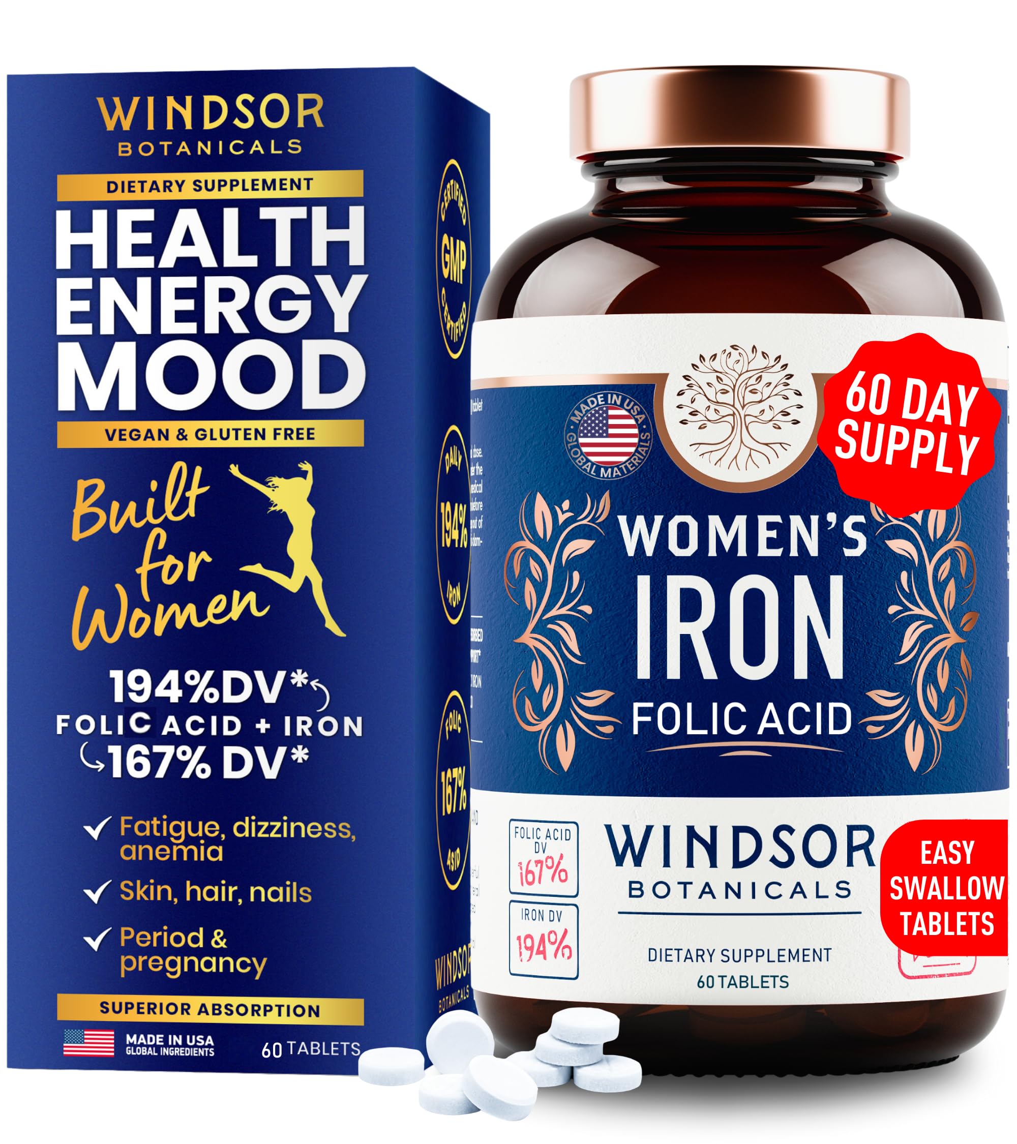 Gentle Iron 35mg + Folic Acid 400mcg for Women – Anemia & Pregnancy Support