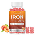 Iron Gummies with Vitamins C, A, B6, B12, Folate & Zinc - Peach Vegan Chewables (90 Count)