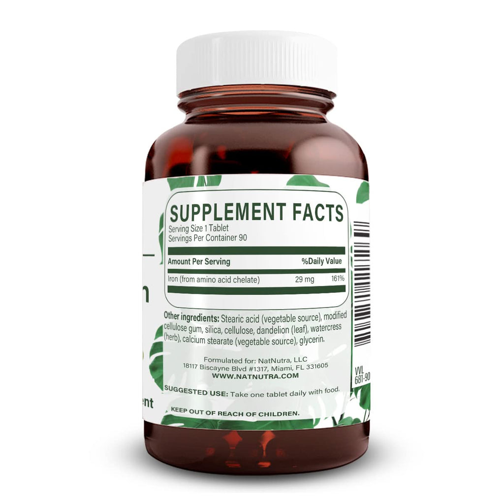 Natural Nutra Chelated Iron Supplement – Hair, Skin & Nails Health, 90 Tablets