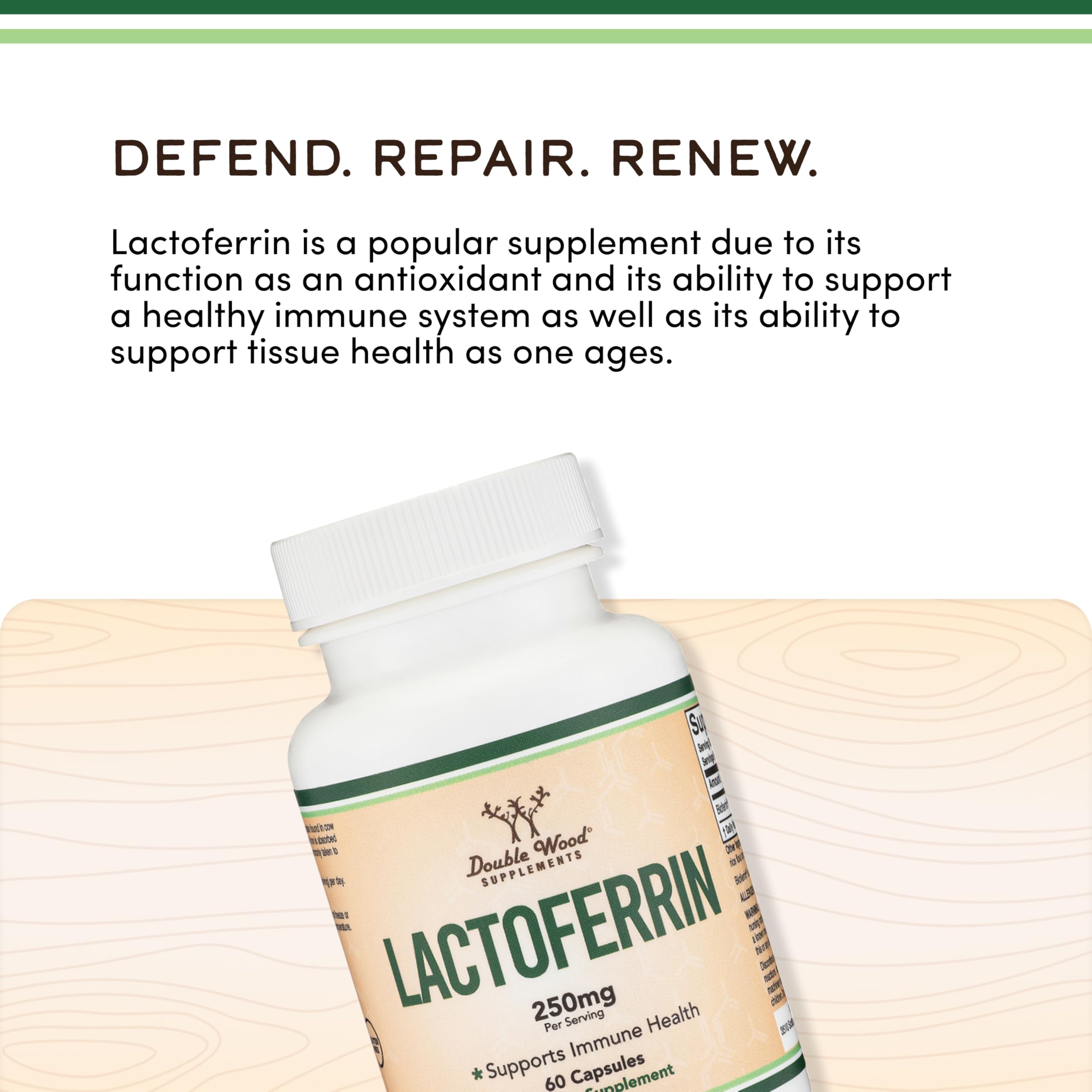 Lactoferrin 250mg – Bioferrin Lactoferrin (60 Caps) for Iron Support & Immune Health | Double Wood