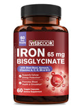 65mg Ferrous Bisglycinate Iron Supplement – Slow Release (60 Caps)